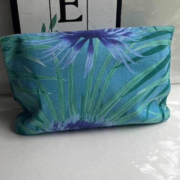 Kimchi Blue Tropical Print Tassel Foldover Clutch Purse Teal Navy Purple - Picture 3 of 7